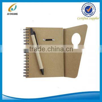 A6 eco friendly kraft cover spiral note book with pen