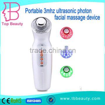 OEM ODM high quality 3 mhz Handheld ultrasonic facial massager with photon for face lift