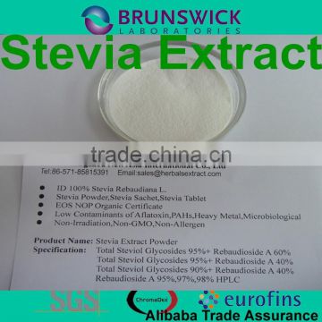 Pure Stevia Extract tsg 80% Steviol Glycosides 90% 95% Rebaudioside A (Reb A) 97% HPLC