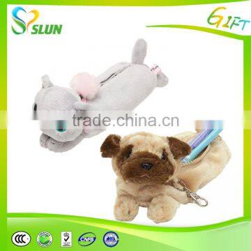 Custom Cute Plush Round Terry Cloth Furry Pencil Bag With Handle and Zipper photo-2