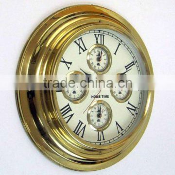 brass world time wall clock