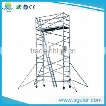 Double Width Aluminum Scaffold Tower Mobile Scaffolding With Build-in Ladder