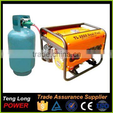 LPG Natural Gas Gasoline Petrol Dual Fuel Power Portable Generator for Sale