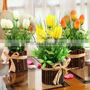 New design wedding decorative silk flowers artificial potted tulips
