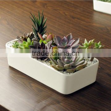 Home desktop decorative white rectangular ceramic planter