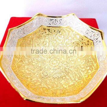 Promotional Gift, Corporate Gift, New Year Gift Beautiful Gold and Silver Plated Brass Bowl photo-2
