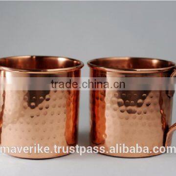 16 oz Solid Copper Hammered Moscow Mule Mug - Authentic Moscow Mule Mugs With Riveted Handle photo-3