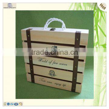 light four bottles wine beer gift packing wood box