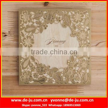 Square Red Laser Chinese Wedding Card