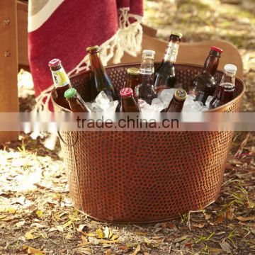 Large Metal Beverage Tubs in Iron Galvanized With hammered