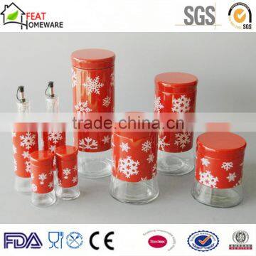 glass oil vinegar bottle pasta storage canister jar with lid
