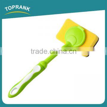 Toprank Durable Super Decontamination Kitchen Sponge Brush Dish Pan Cleaning Non-scratch Sponge Scouring Pad With TPR Handle photo-2