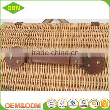 2017 New Style Wicker Basket, Brown Picnic Basket Set With Belt for Four Person photo-5