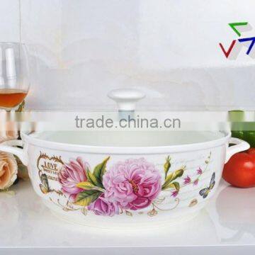 10" Porcelain Microwave Pot With Glass Lid photo-2