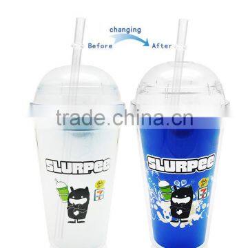 Personalized Custom Photo Double Wall Magic Plastic Cup With Straw
