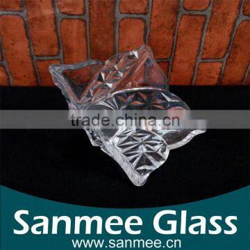 Square Diamond Embossed Glass Ice Cream Cup photo-2