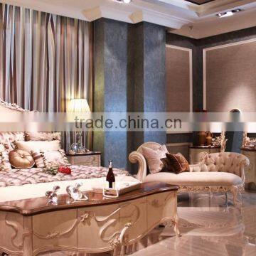 Classic Antique European Snow White Carving Floral King Bed With Matching Nightstand and Wardrobe BF12-03284b photo-2