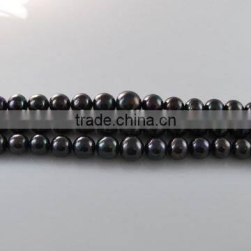 9-10mm Black Round Freshwater Pearl Strand photo-3