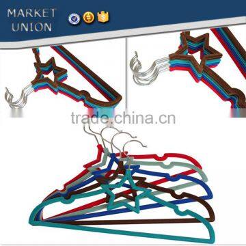 Pentagram Shape Kids ABS Plastic Antiskid Velvet Hangers Flocking Clothes Hangers With Pulley,ABS,Nylon Villi,Chrome Plated Hook photo-5