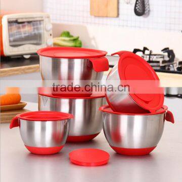 Wholesale Non-slip Stainless Steel Mixing Salad Bowl With Spout photo-4
