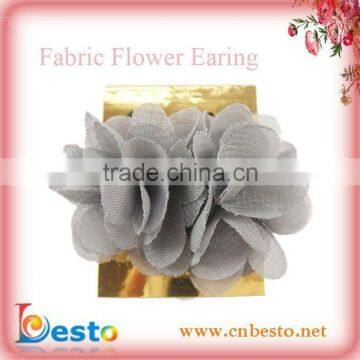 J0007 Fashion grey fabric flower earring for women