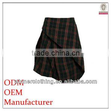 newest design Popular ladies asymmetrical a-lined gird printed women office skirt design