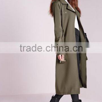 Hot Sale European Style Women Khaki Military Trench Coat photo-3