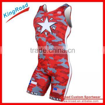 Wholesale cheap sublimated men's wrestling singlets in China