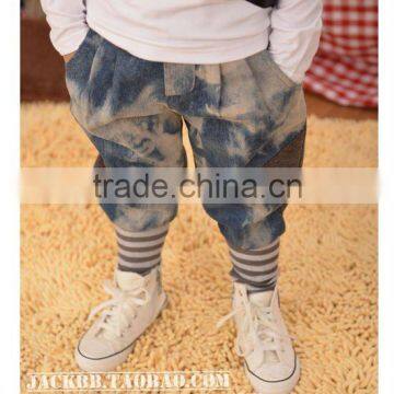 2016 new style Autumn Korea Style kids leather +jeans Pants