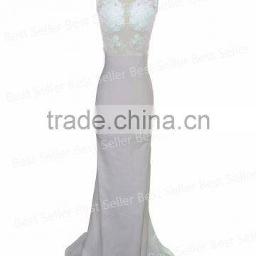 White Sexy Maxi Lace Prom Dress photo-3