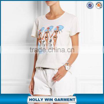 Beach style custom t shirt printing with fashion bikini girls