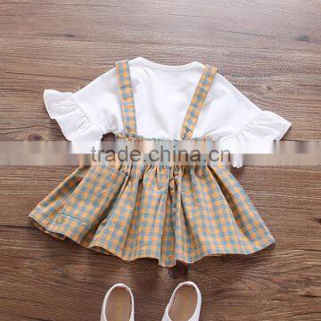 Two Piece Set Female Baby Strap Skirt Baby White Short Sleeve T Shirt Little Girl Suit Clothes photo-2
