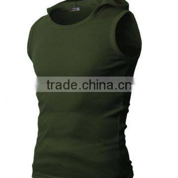 OEM New Design Cotton Plain Mens Wholesale Sleeveless Hoodie Stringer Vest photo-3