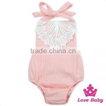 HYB147Lovebaby Wholesale 100% White Cotton Sleeveless Cute Newborn Baby Romper Plain White Cotton Baby Clothes photo-4