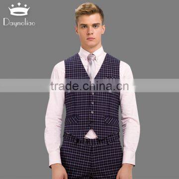 Daynoliao Slim Fit 3 Pieces Trendy Woolen Business Suits Plaid Male Suit for Men photo-2
