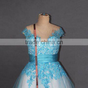 Beaded Blue Evening Dress Short Mini photo-3