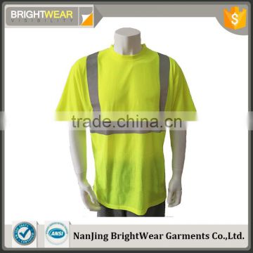 Mens high visibility lime heat-applied tape worker USA reflective t-shirt