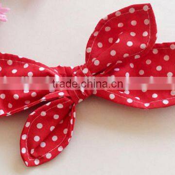 Latest Fancy Elastic Soft Stripe Cotton Bow Tie Custom Children Headband Rabbit Ears Bowknot Hair Tie Headband photo-5