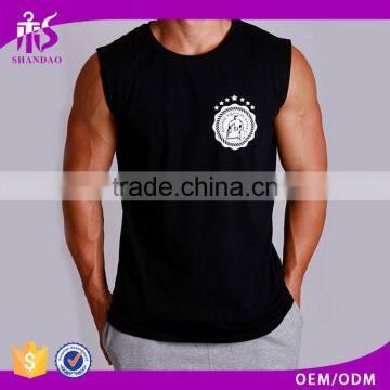 2016 Guangzhou Shandao OEM Cheapest Price Summer Men Casual Black 100% Cotton Singlet