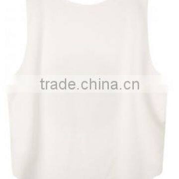 Ladies Plain Cotton Crop Top White Singlet photo-2