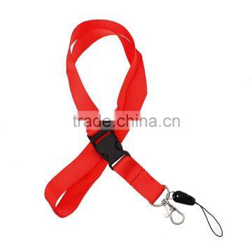 Cheap Red Terylene Plastic Neck Strap ID Card Holder Lanyard With Survival Buckle Clasp