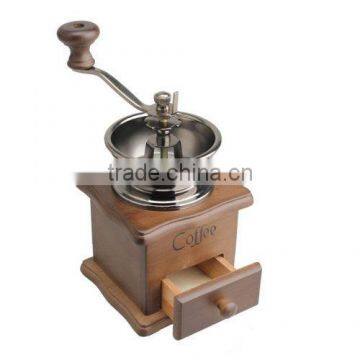 Mini Wood Manual Coffee Mill Stand Bowl Antique Hand Operation Coffee Bean Grinder