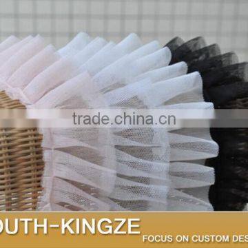 Double Layer Mesh Ruffled Ribbon Trim for Skirt Decoration 5 cm Wide 10 Colors for Choice photo-2
