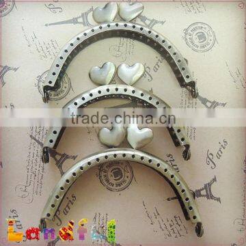 Vintage Brass Heart Closure Handmade Sewing Coin Purse Frame photo-2