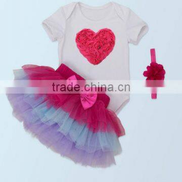 Hot Sell Summer Short Sleeves Baby Set ,princess Pettiskirt ,top+pettiskirt+headband From 0-2 Years photo-6