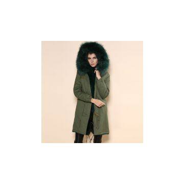 High quality new fashion warm fur parka green fox fur coat