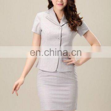 silver formal work suit top and skirt