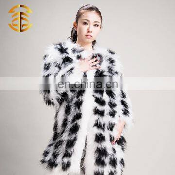 China Manufacturer OEM Service Woman Trench Fox Black Fur Coat