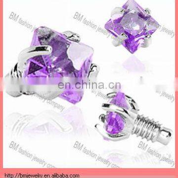 2mm Purple Prong Set Square Gem Body Jewelry Micro Dermal Anchor Top