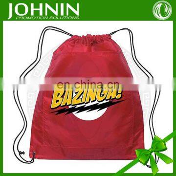 wholesale promotional fabric logo custom 210D polyester drawstring bag